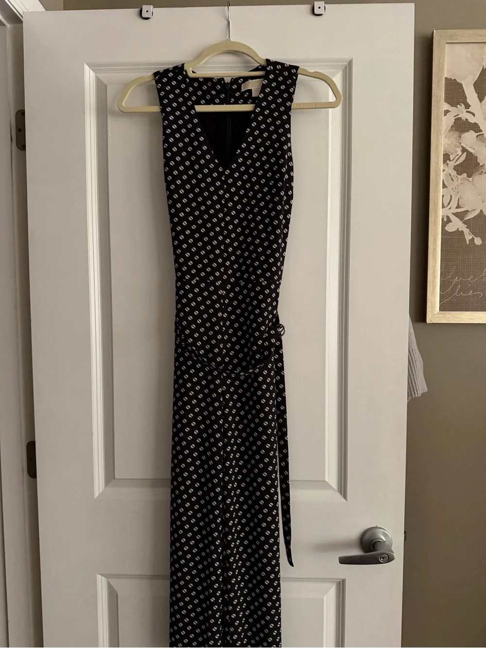 Michael Kors Black and White Sleeveless Jumpsuit with Cropped Pants